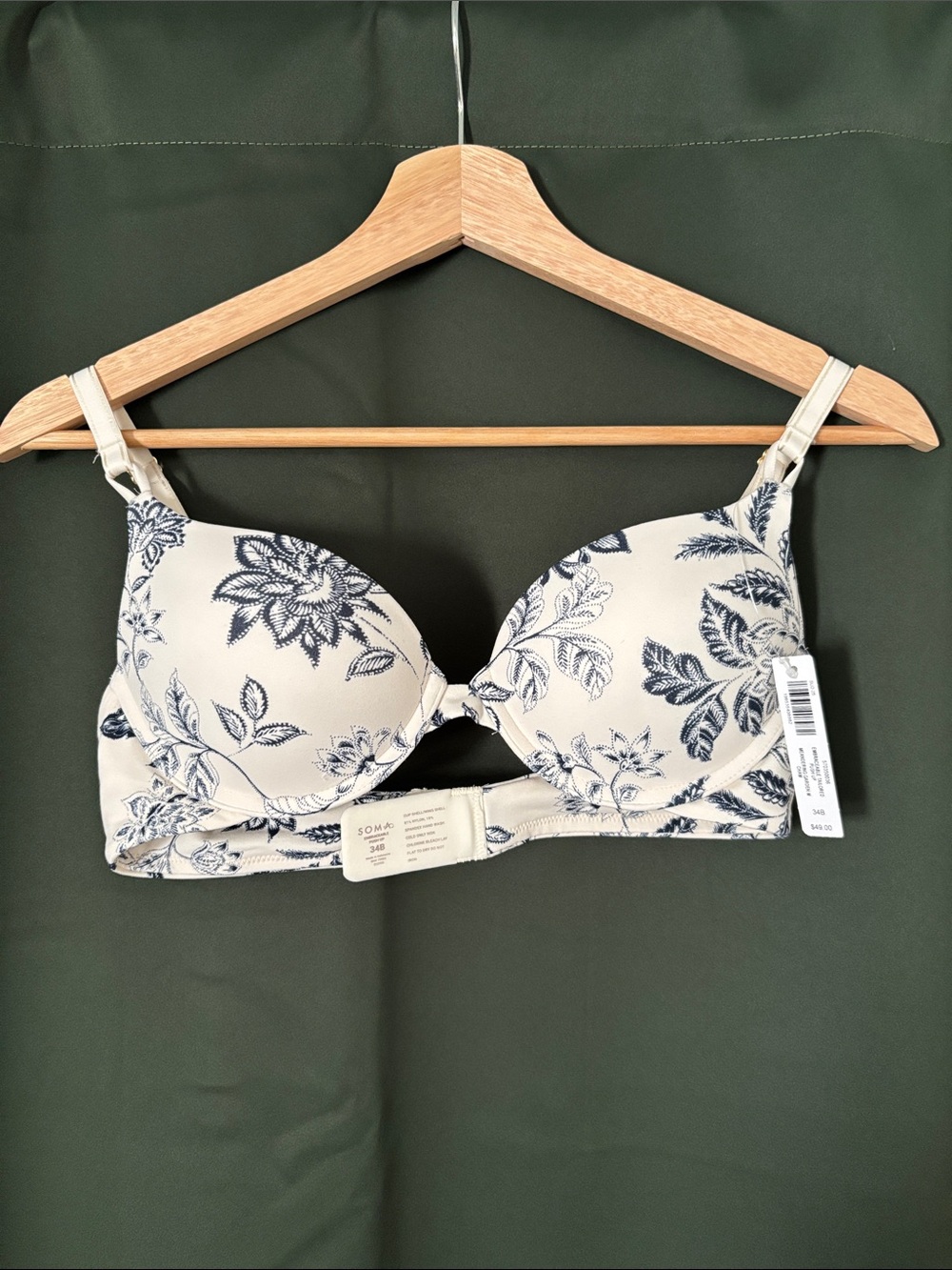 NWT Soma Cream Floral Print BRA